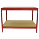 Banco da Lavoro Porta Attrezzi 120 cm in Acciaio Senza Bulloni Rosso