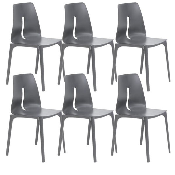 Set 6 Sedie 55x 51x85 cm in Polipropilene Lisbona Grigio sconto