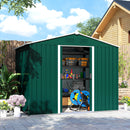 Casetta Box da Giardino Porta Attrezzi 236x174x190 cm con Porte Scorrevoli in Acciaio Verde 