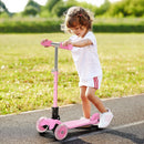 Monopattino Pieghevole 3 Ruote per Bambini 54,7x32,5x59-69 cm in Metallo e Alluminio Rosa