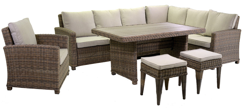 Set Salotto da Giardino Divano Angolare in Polyrattan Baltimora Grigio