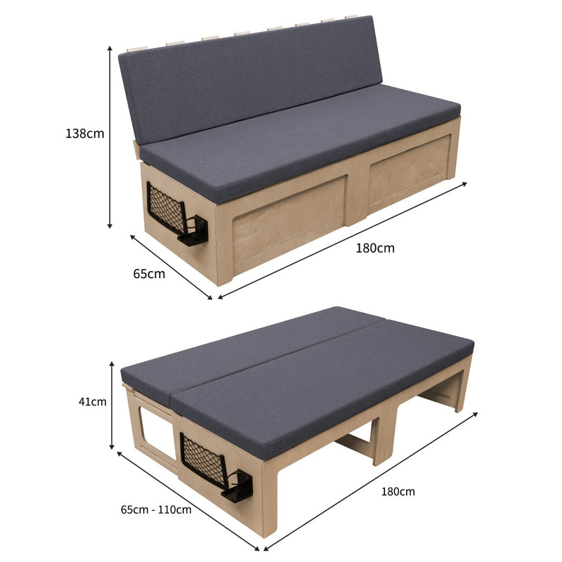 Divano Letto Pieghevole 180x110x40,7 cm per Camper   