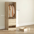 Armadio Guardaroba Aperto con Asta Appendiabiti e 3 Cassetti 60x48,5x185 cm color Teak   