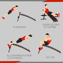 Panca Fitness per Addominali Pieghevole e Regolabile Multifunzione Nero e Rosso 