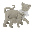 Gatto Stone con Cucciolo 19x9,5x17,5 cm in Poliresina Bianco