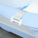Vaschetta Bagnetto Pieghevole per Bambini 0-6 Anni 83x48x23,5 cm con Cuscino e 2 Ripiani Blu e Bianco