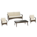 Set Salotto da Giardino 2 Poltrone Tavolino Divano 3 Posti in Polyrattan Adila Class Noce