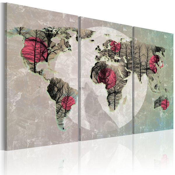 Tableau sur Toile - Triptyque Carte du Monde Pleine Lune Erroi sconto