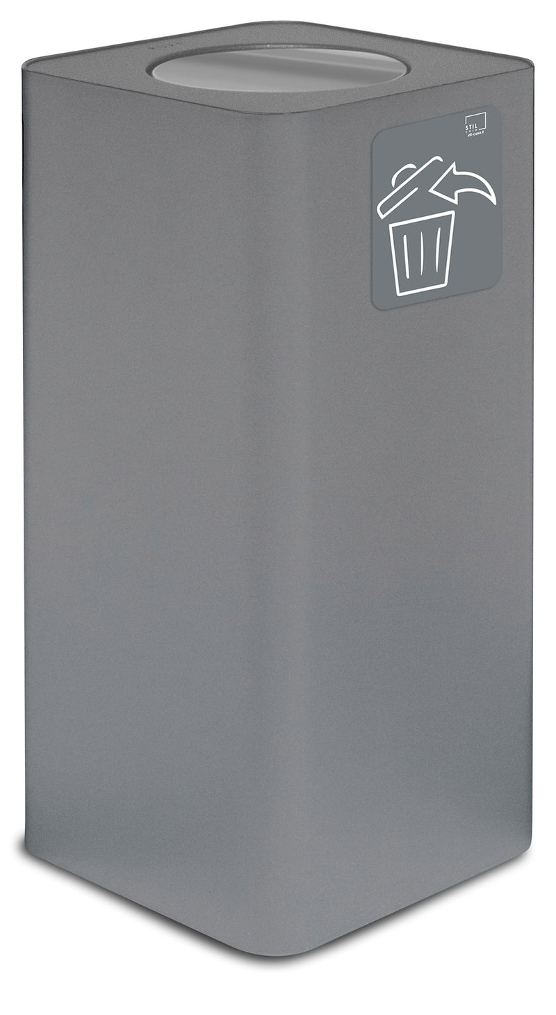 Pattumiera Per Raccolta Rifiuti 38x38xh80 cm In Acciaio Verniciato con Coperchio Basculante Grigio