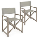 Set 2 Sedie Regista Mare Pieghevoli 48x56x86 cm in Alluminio e Textilene Gilda Ecrù 