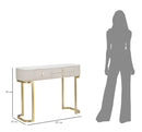 Console Fissa 3 Cassetti Beauty 100x80x40 cm in Legno MDF e Metallo Crema/Oro