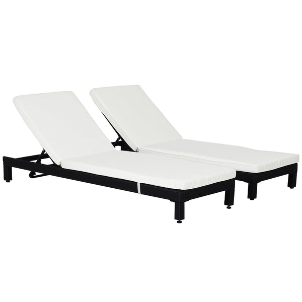 online Lot de 2 Transats en Acier Noir avec Coussin Crème