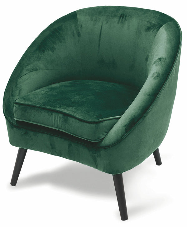 Fauteuil Tapissé en Velours avec Pieds en Bois Vert Soriani sconto