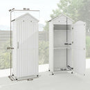 Casetta Box da Giardino 85x58x213 cm Ripostiglio con Scaffali Regolabili e Tetto Zincato in Legno Bianco      