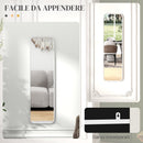 Specchio Verticale da Parete o da Terra 35x2x120 cm Cornice in MDF con Bordi Arrotondati Bianco