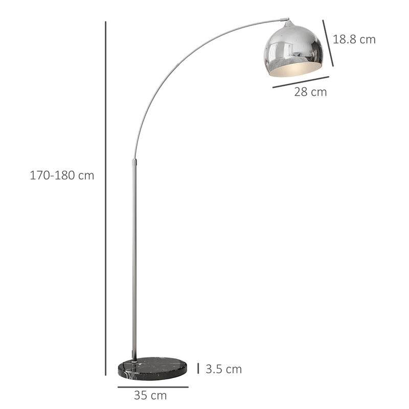 Lampada da Terra Design Vintage Asta Regolabile con Attacco E27 Struttura in Metallo e Base in Marmo Argento  