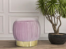 Puff Contenitore Paris Rosa Ø41x41 cm Legno Spugna e Velluto Sintetico Rosa e Oro