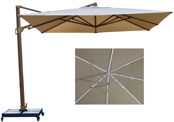 acquista Parasol de Jardin Décentralisé à LED 3,3x3,3m en Aluminium et Polyester Ecru