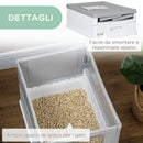 Lettiera per Gatti 47,5x35,5x36,7 cm in PP Bianco e Grigio