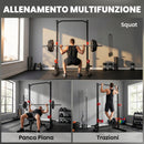 Rack Squat 500 kg 105x157x205 cm con Barra Trazioni e Supporto Bilanciere Regolabile in Acciaio      