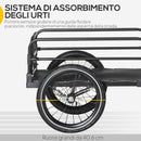 Carrello Bici da 70L con 2 Ruote da 16" 2 Catarifrangenti e Bandierina 125x64x53,5 cm in Acciaio e PE Nero      