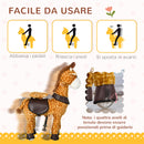 Cavallo a Dondolo per Bambini 70x32x87 cm con Ruote a Forma di Giraffa Giallo