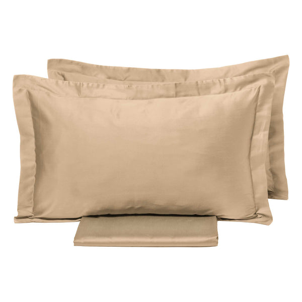 online Housse de couette double avec sac et taies d'oreiller couleur unie Garrini Clarice Beige
