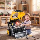 Set Officina Escavatore Giocattolo per Bambini 3-6 Anni 46x41x47 cm con Motore e 68 Accessori in PP Giallo      