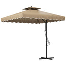 Ombrellone da Giardino Decentrato Doppio Tetto 2.5x2.5m Base a Croce Cachi
