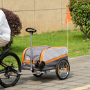 Rimorchio per Bicicletta 130x64x60/97 cm in Acciaio e Sacca in Tessuto Oxford Arancione e Argento