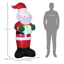 Babbo Natale Gonfiabile 77x68x184 cm con Regalo e 3 Luci LED