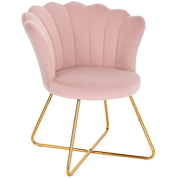 prezzo Sedia Relax con Schienale e Seduta in Velluto Rosa Struttura Metallo