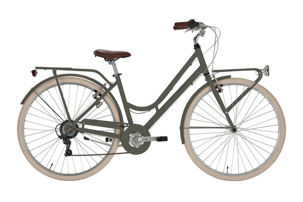 Bicicletta City da Donna 28" Design Vintage Cambio 6V Shimano Freni V-Brake Bonneville Verde Militare acquista