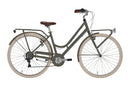 Bicicletta City da Donna 28" Design Vintage Cambio 6V Shimano Freni V-Brake Bonneville Verde Militare 