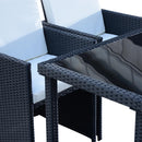 Set Salotto da Giardino in Rattan Sintetico Tavolo 2 Poltrone 2 Poff Nero 