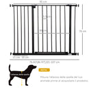Cancelletto per Cani Estensibile con Viti e Ampia Apertura 76-107x76 cm in Metallo e Plastica Nero