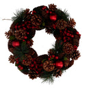 Coroncina rosso scozzese con pigne cm Ø33xh8