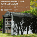 Tenda Garage con Ingresso Avvolgibile 220x157x165 cm con Corde e Picchetti in Metallo Zincato e P Grigio Scuro  