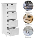 Mobile Bagno Cassettiera 4 Cassetti con Ripiano Legno MDF Bianco 30x30x82cm