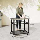 Carrello per Barbecue 82x55x79 cm con Piano 4 Ganci a S Maniglia e Apribottiglie in Acciaio Inox Nero      