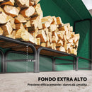 Portalegna 1 m³ 360x36x99 cm Regolabile con Telo Impermeabile in PE e Struttura in Metallo Nero e Verde Scuro      
