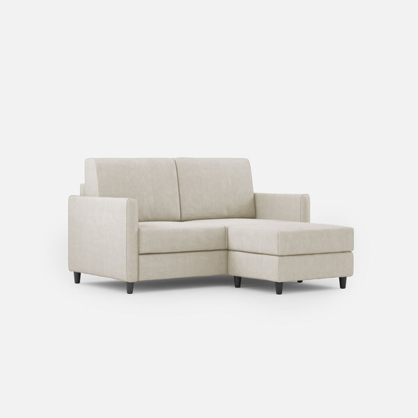 sconto Canapé 2 places avec pouf 138x155x85 cm Karay en tissu lait
