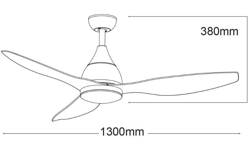 Ventilatore da Soffitto con 3 Pale in Abs Ø130 cm 5 Velocità Martec Vantage Legno