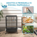 Voliera Gabbia per Uccelli 48x46x74 cm in Acciaio con Ruote Grigio