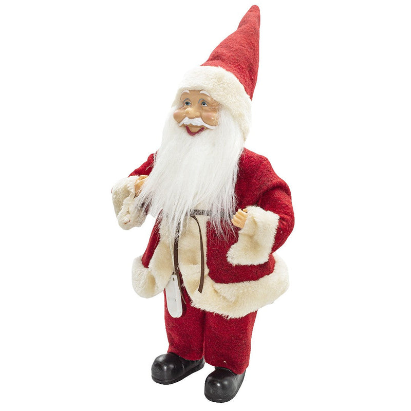 Pupazzo Babbo Natale H40 cm con Minilucciole Rosso e Crema