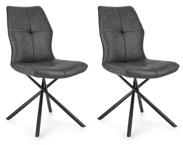 Lot de 2 chaises 50x66x94h cm Kepler Pu Anthracite sconto
