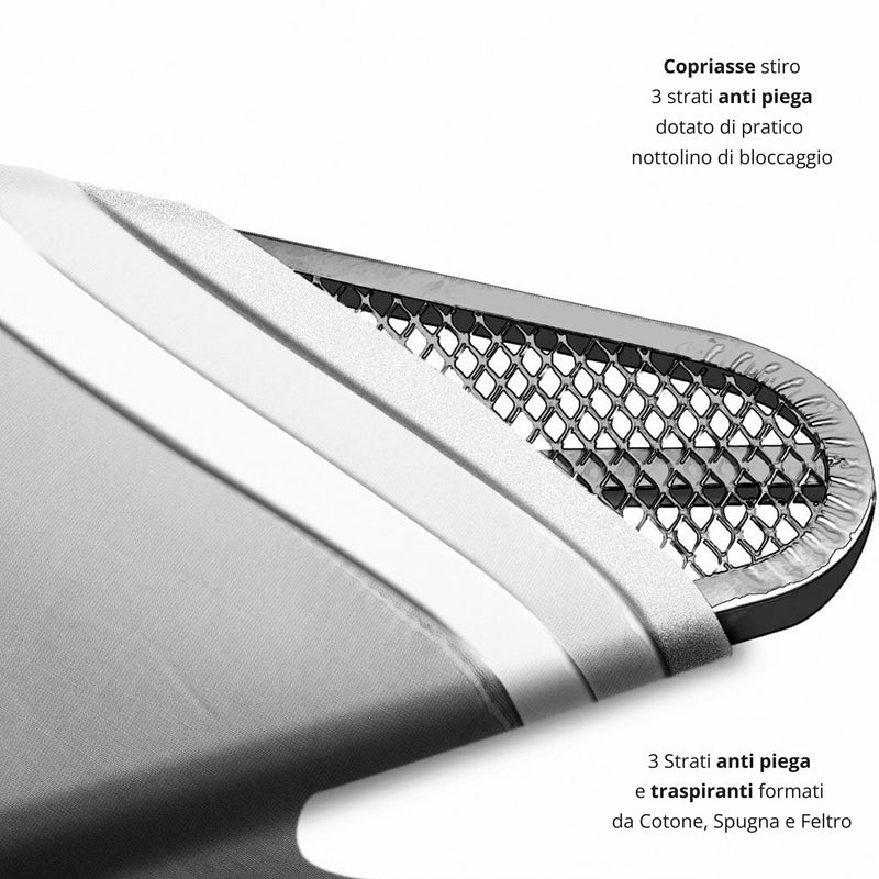 Asse da Stiro Salvaspazio Relax Profi 123x39 cm Ripiano Sottostante Gambe Triple Altezza Regolabile in Acciaio