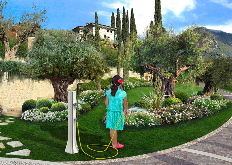 Mini Doccia Solare da Giardino Lavapiedi Miscelatore e Doccetta Mobile Arkema Happy Go Grigio Antracite
