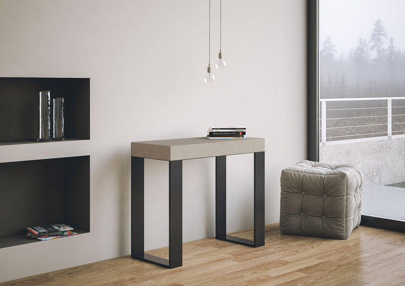 Consolle Allungabile 90-196x40x77 cm Tecno Small Premium Cashmere Telaio Antracite 