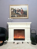 Camino Elettrico da Pavimento 116x150x33 cm Effetto Fiamma 1500W Nadejda maxi Bianco